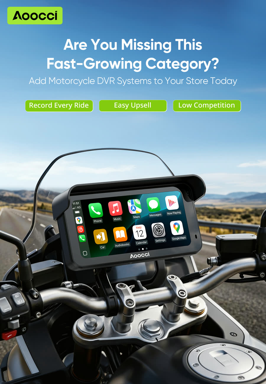Aoocci trade catalog — add motorcycle DVR systems to your store